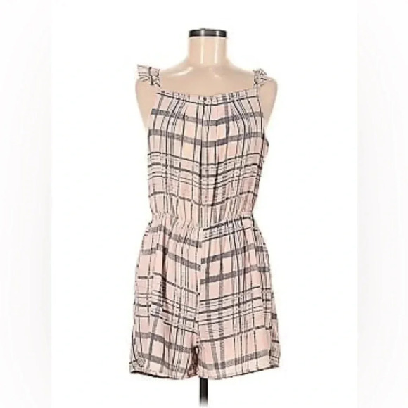 AVEC LES FILLES NWT PINK WINDOWPANE ROMPER SIZE MEDIUM - Picture 1 of 8